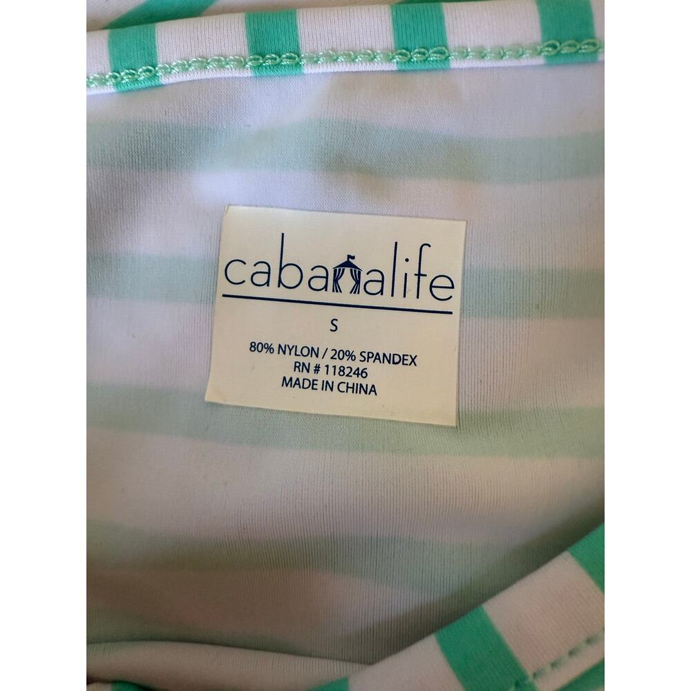 Cabana Life Shift Dress UPF 50+ Green Stripe Zipper Cover Up Size Small - Picture 5 of 6